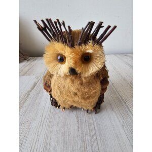 Bottle brush owl bird life like size‎ sisal wood decor wildlife